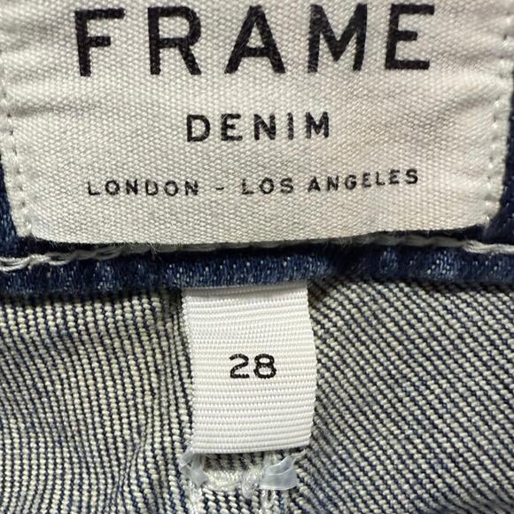 FRAME Le High Big Cuff Jeans Women’s 28 High Rise Straight Leg Dark Denim - Picture 6 of 8